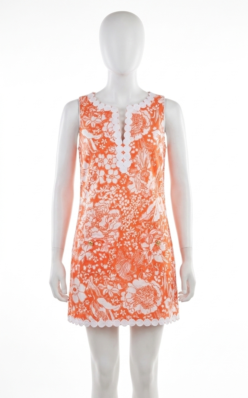 NEW LILLY PULITZER romey shift romper in sunset orange budding romance